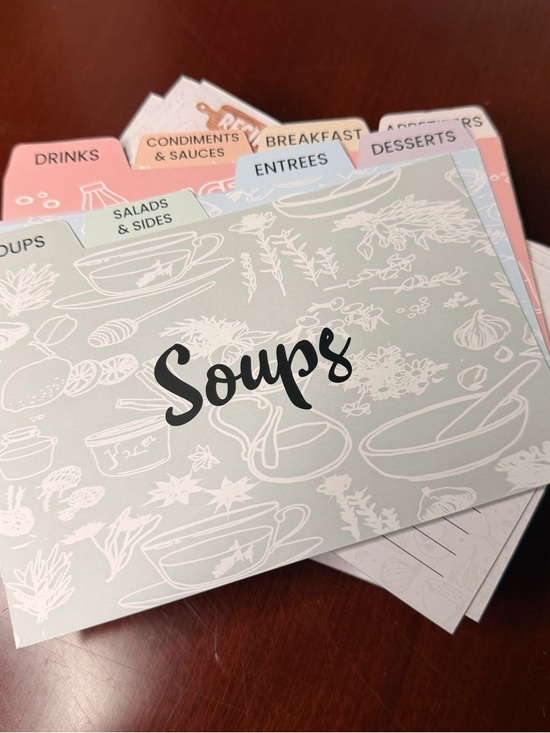 Other - Recipe Card Set with Category Dividers - Soups, Salads, Entrees, Desserts 5x7